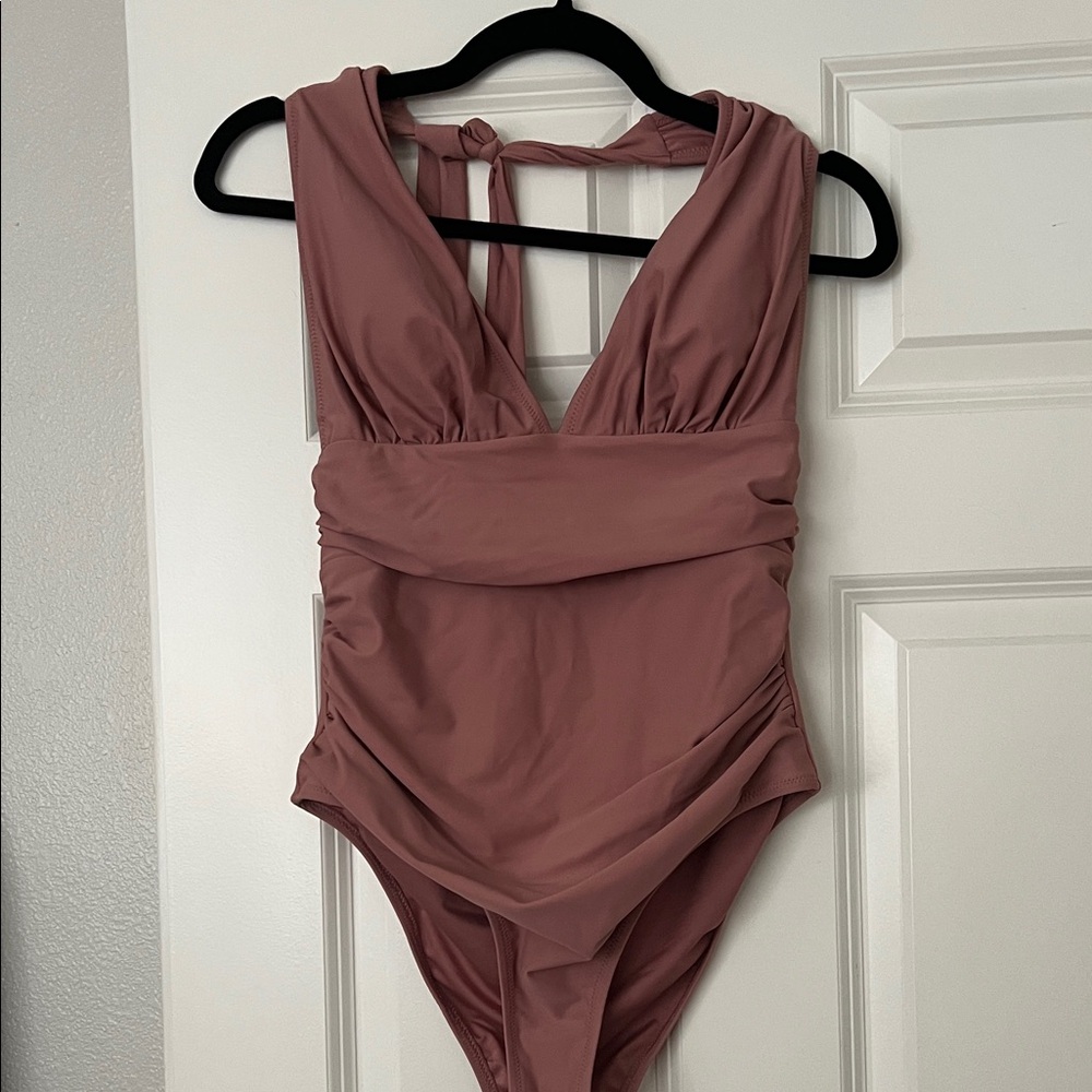 Elegant Mauve One-Piece Swimsuit